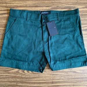 NWT Boohoo Man Forest Green Chino Runner Shorts